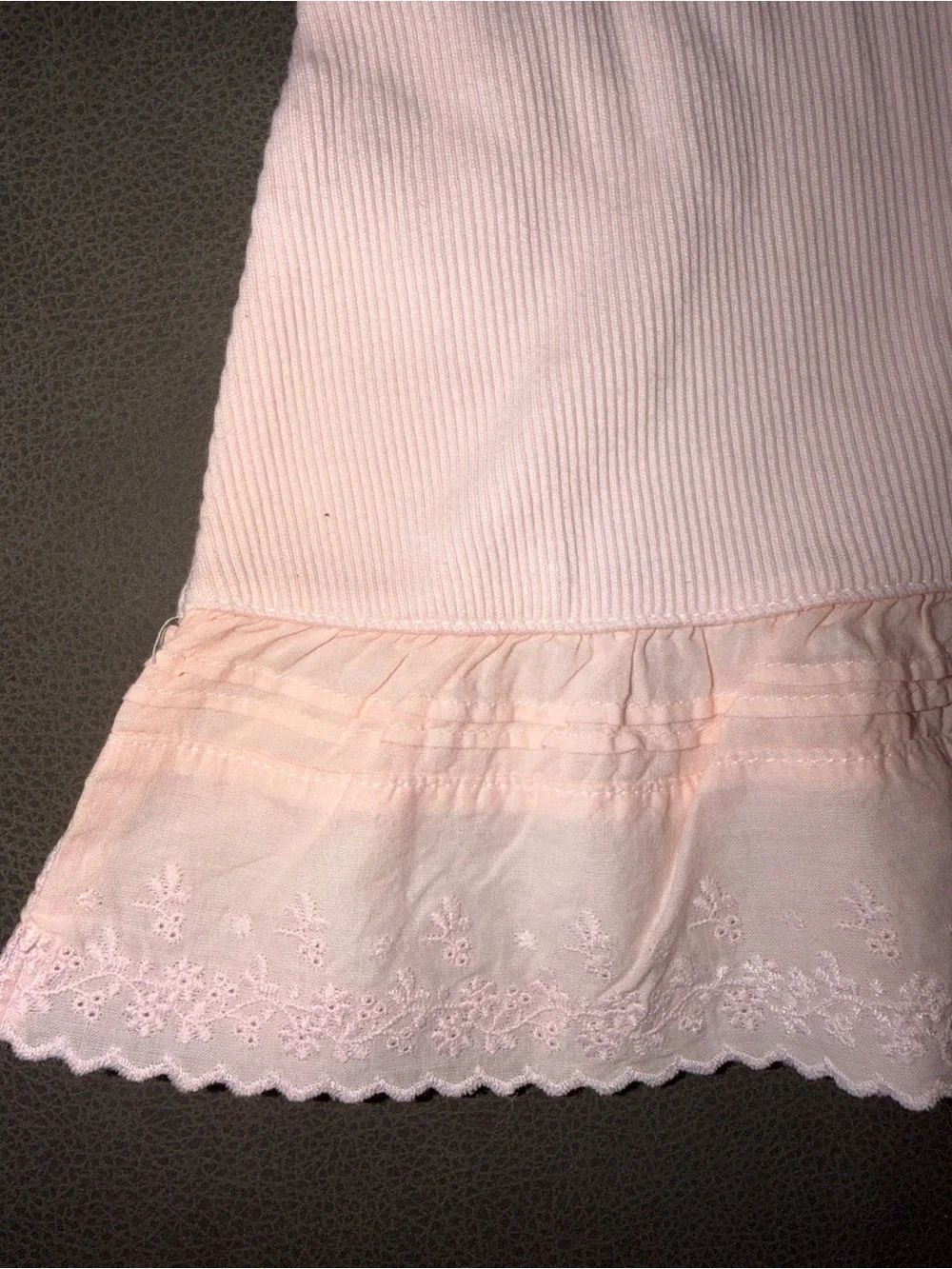 100% cotton Ralph Lauren Light Pink Ribbed Tank Dress with Lace Trim 12 months